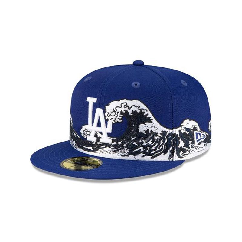 Blue Los Angeles Dodgers Hat - New Era MLB Wave 59FIFTY Fitted Caps USA6048397